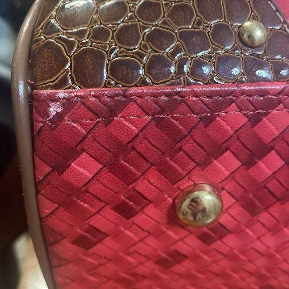 Samantha Brown Dowel Weekender Travel Work Tote Bag Red Croco Embossed - Picture 7 of 10